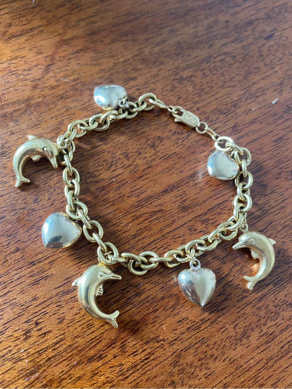 Y2K Coastal Gold-Tone Dolphin and Heart Charm 🐬💖